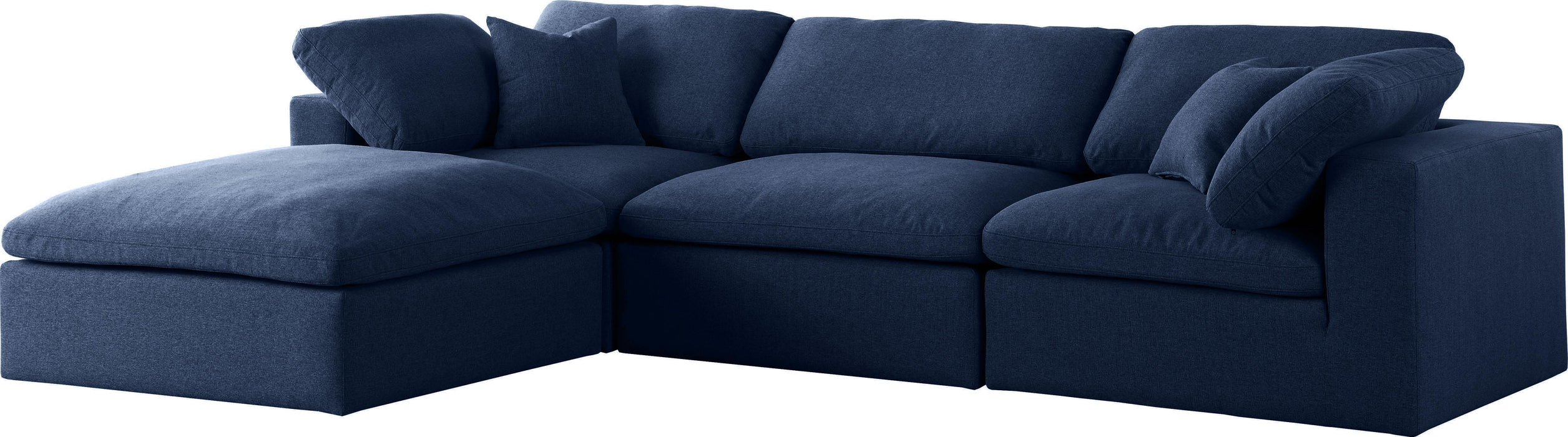 Serene Navy Linen Fabric Deluxe Cloud Modular Sectional - Royal Furniture & Gifts (MI) - Multi Location