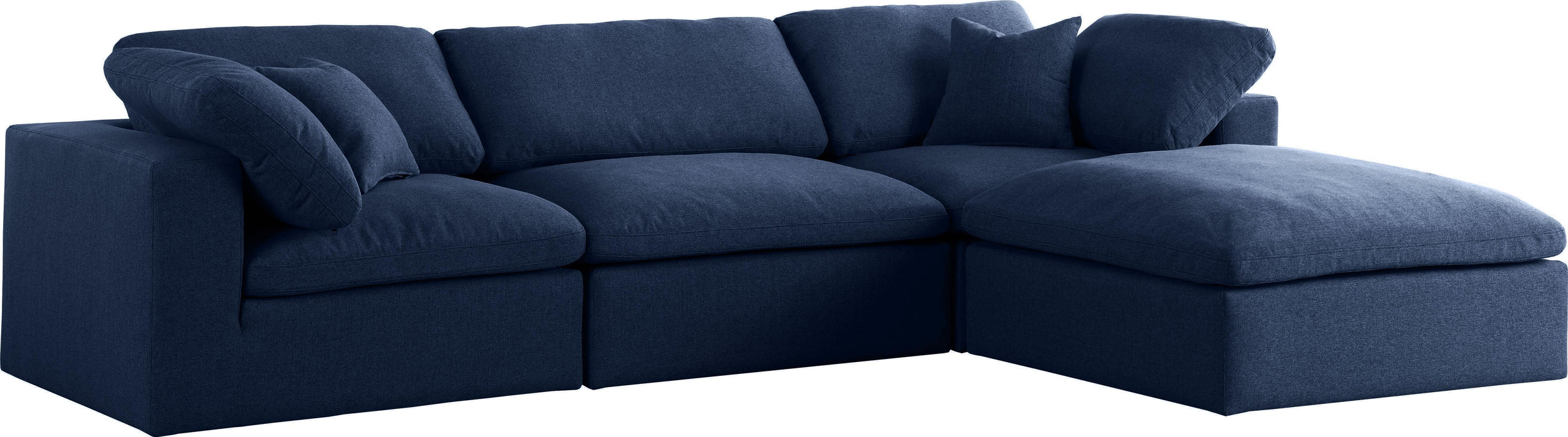 Serene Navy Linen Fabric Deluxe Cloud Modular Sectional - Royal Furniture & Gifts (MI) - Multi Location