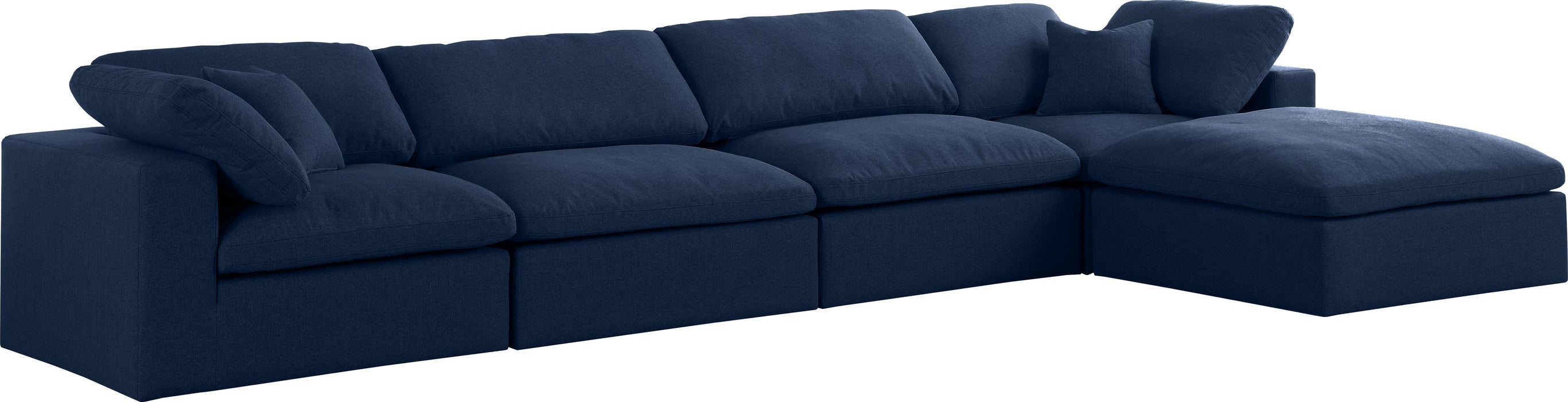 Serene Navy Linen Fabric Deluxe Cloud Modular Sectional - Royal Furniture & Gifts (MI) - Multi Location