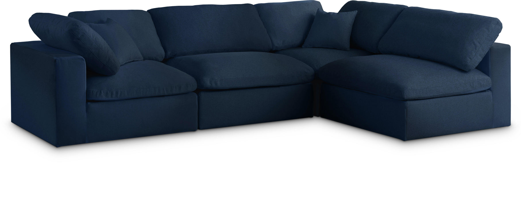 Serene Navy Linen Fabric Deluxe Cloud Modular Sectional - Royal Furniture & Gifts (MI) - Multi Location