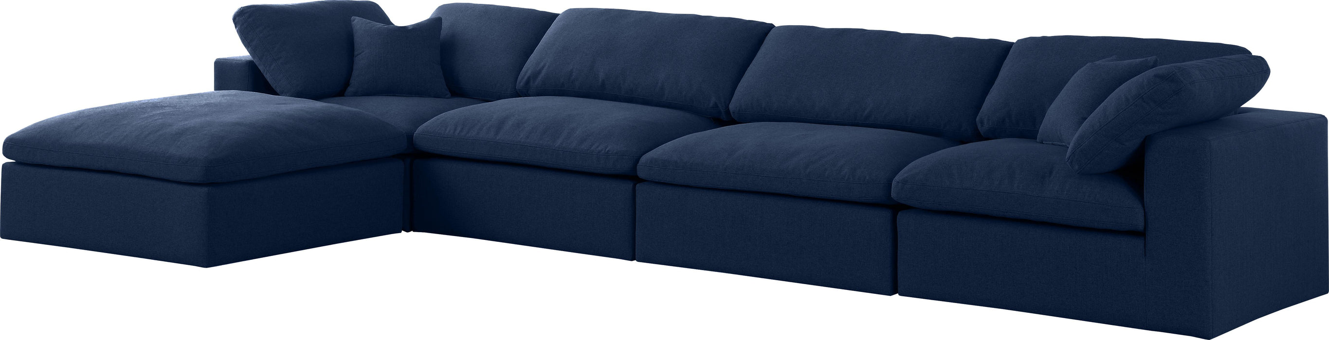 Serene Navy Linen Fabric Deluxe Cloud Modular Sectional - Royal Furniture & Gifts (MI) - Multi Location