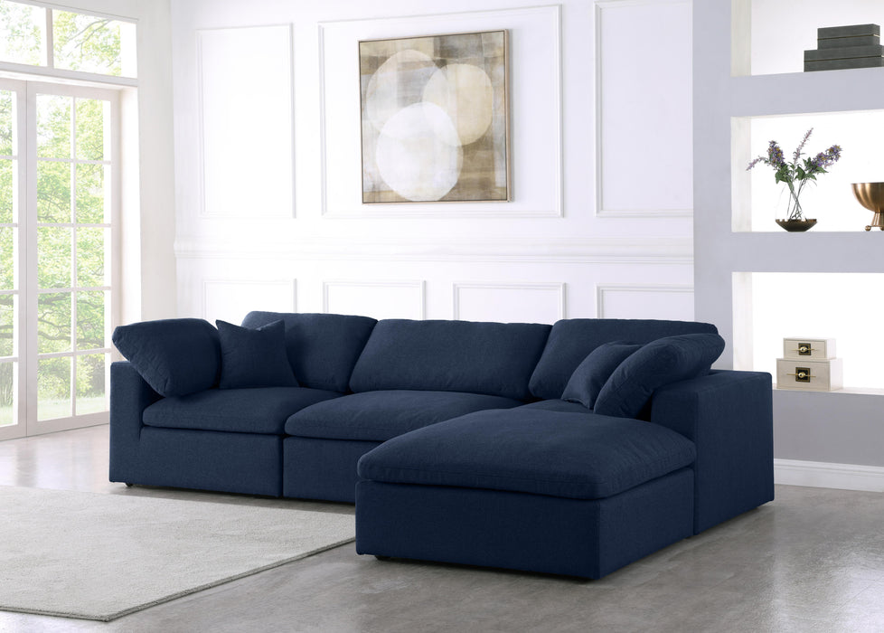 Serene Navy Linen Fabric Deluxe Cloud Modular Sectional - Royal Furniture & Gifts (MI) - Multi Location
