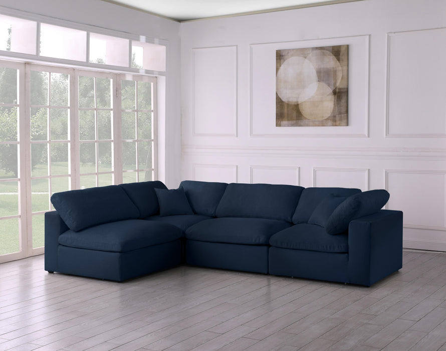 Serene Navy Linen Fabric Deluxe Cloud Modular Sectional - Royal Furniture & Gifts (MI) - Multi Location