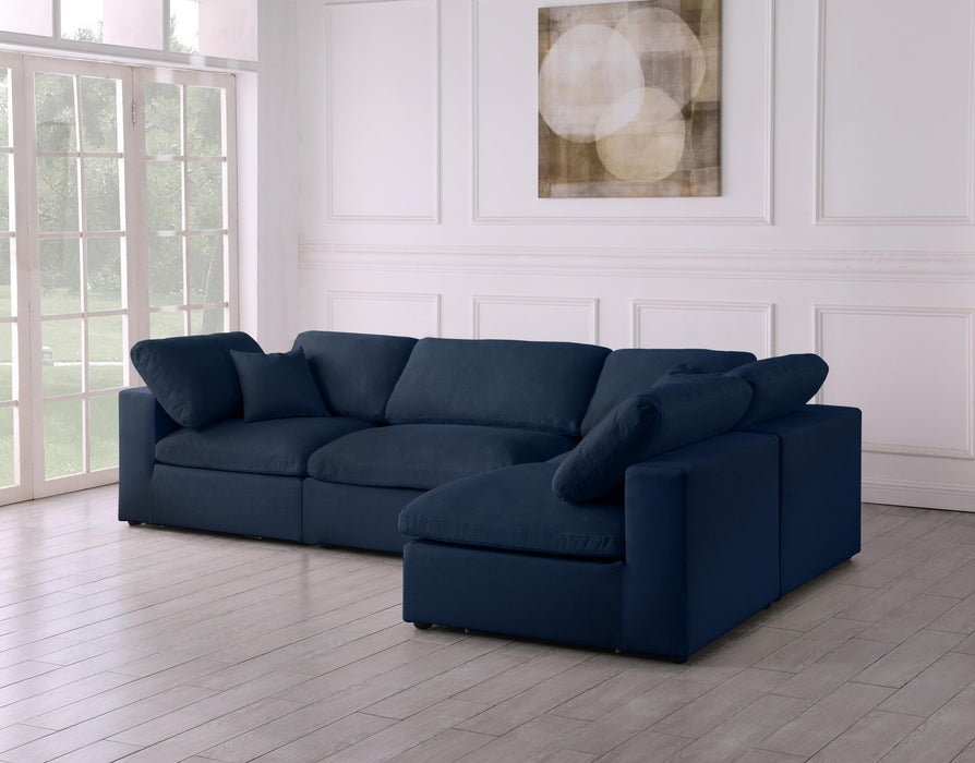 Serene Navy Linen Fabric Deluxe Cloud Modular Sectional - Royal Furniture & Gifts (MI) - Multi Location