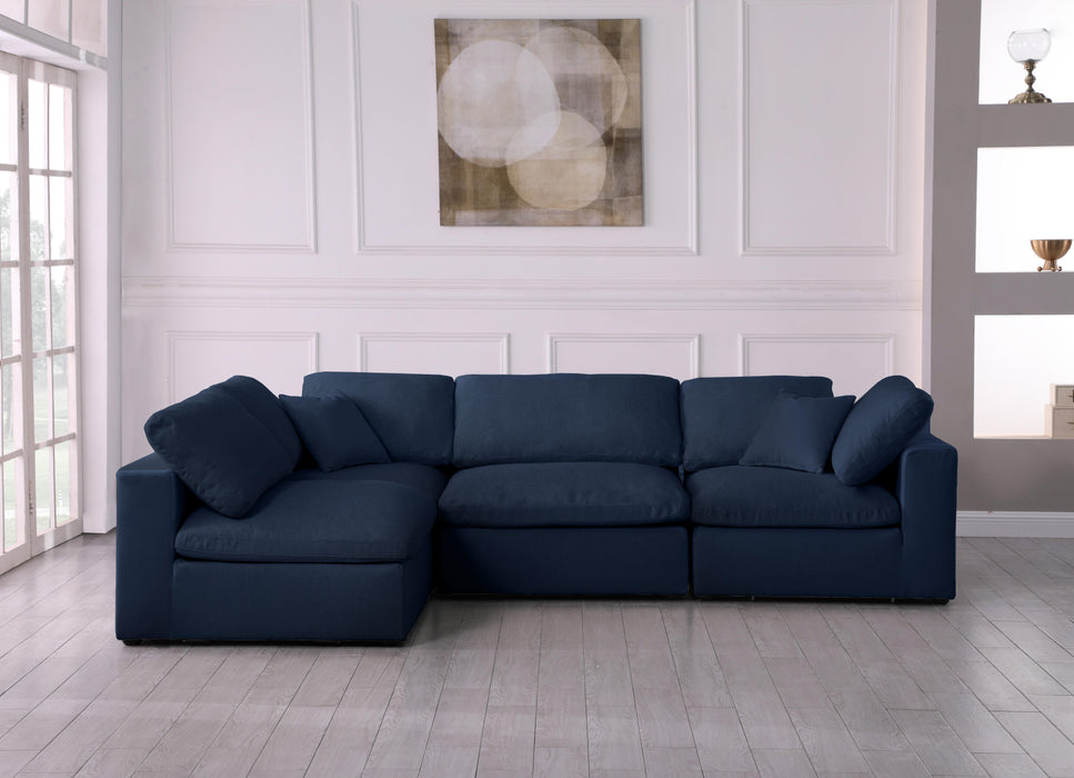 Serene Navy Linen Fabric Deluxe Cloud Modular Sectional - Royal Furniture & Gifts (MI) - Multi Location
