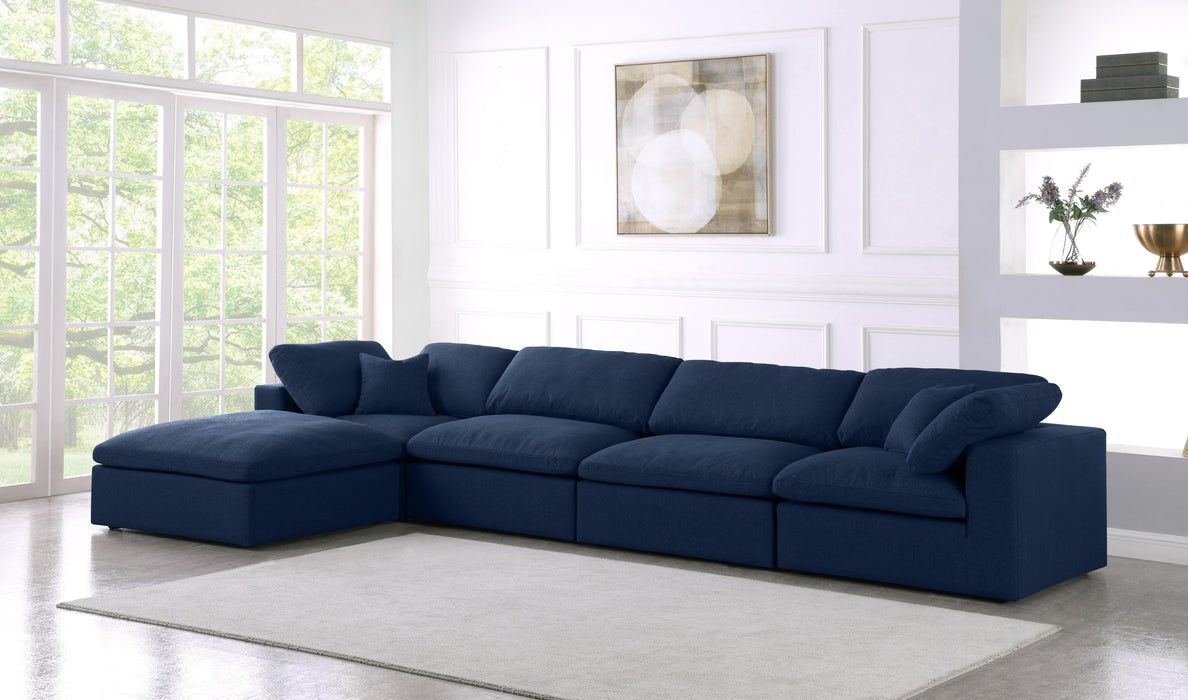 Serene Navy Linen Fabric Deluxe Cloud Modular Sectional - Royal Furniture & Gifts (MI) - Multi Location