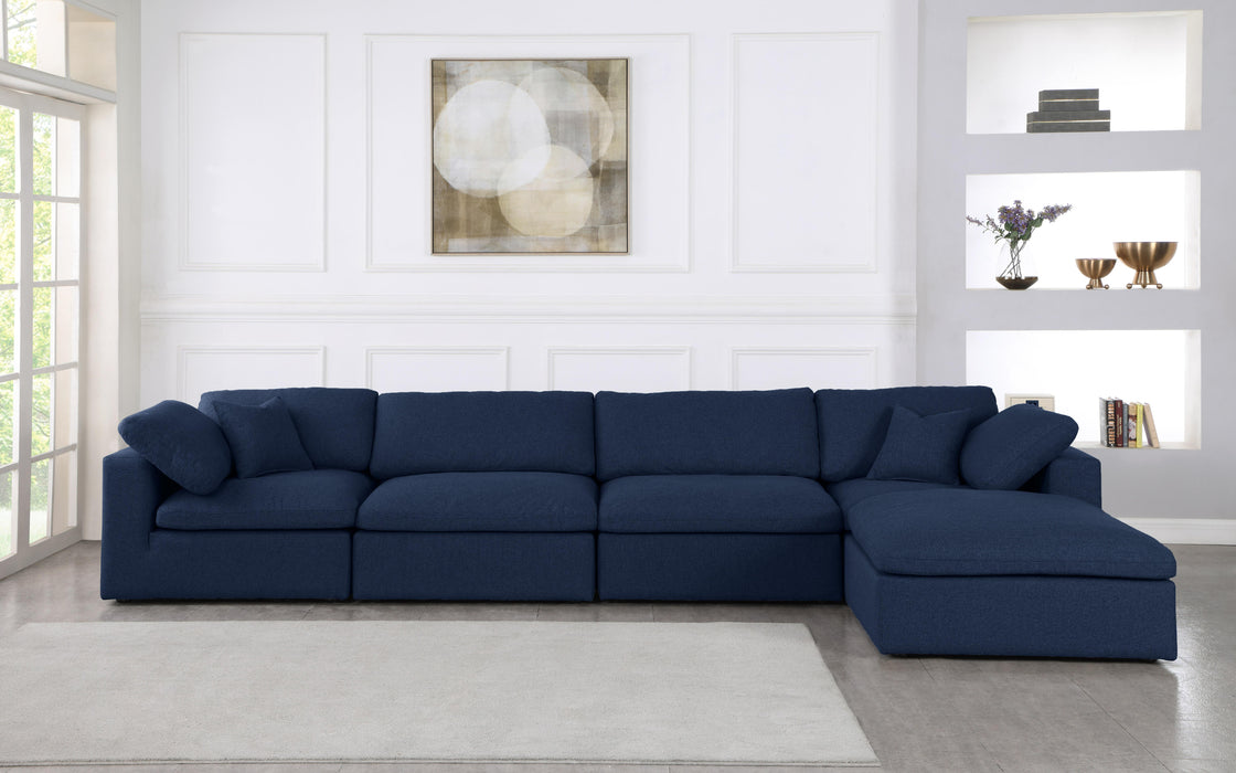 Serene Navy Linen Fabric Deluxe Cloud Modular Sectional - Royal Furniture & Gifts (MI) - Multi Location