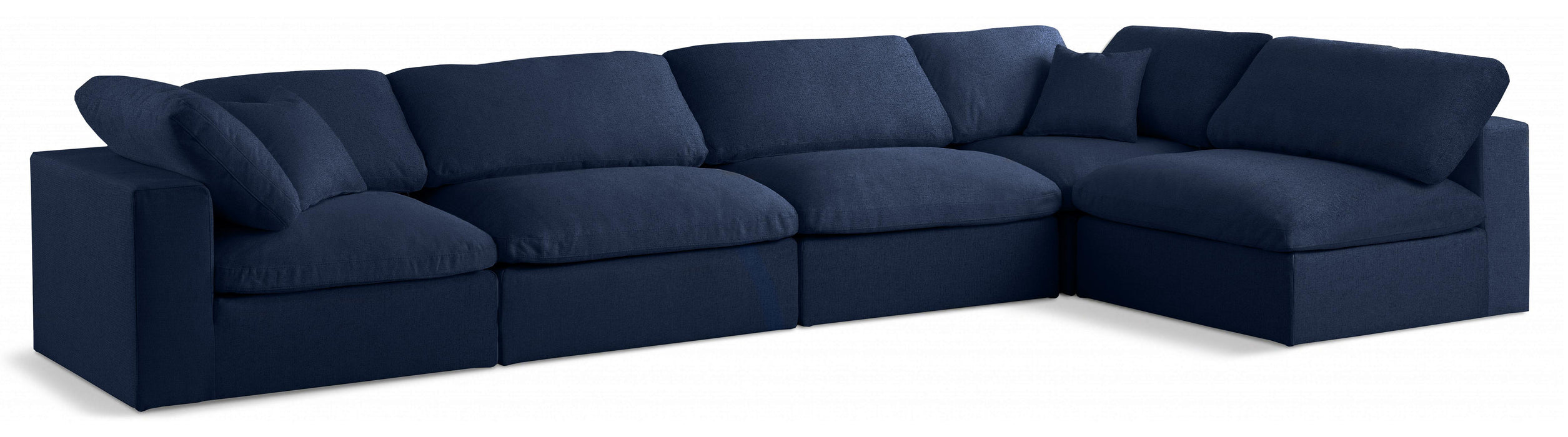 Serene Navy Linen Fabric Deluxe Cloud Modular Sectional - Royal Furniture & Gifts (MI) - Multi Location