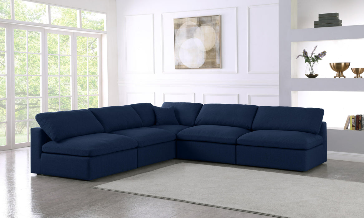Serene Navy Linen Fabric Deluxe Cloud Modular Sectional - Royal Furniture & Gifts (MI) - Multi Location