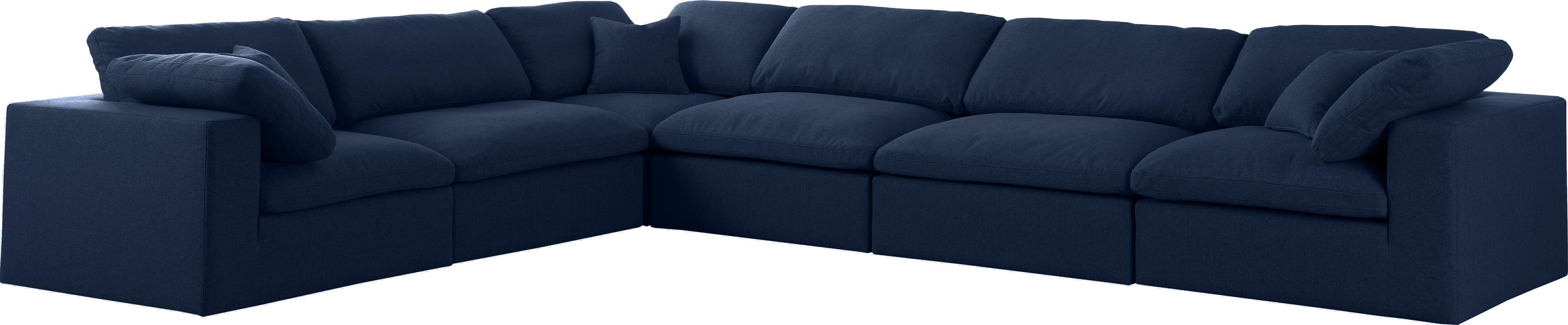 Serene Navy Linen Fabric Deluxe Cloud Modular Sectional - Royal Furniture & Gifts (MI) - Multi Location