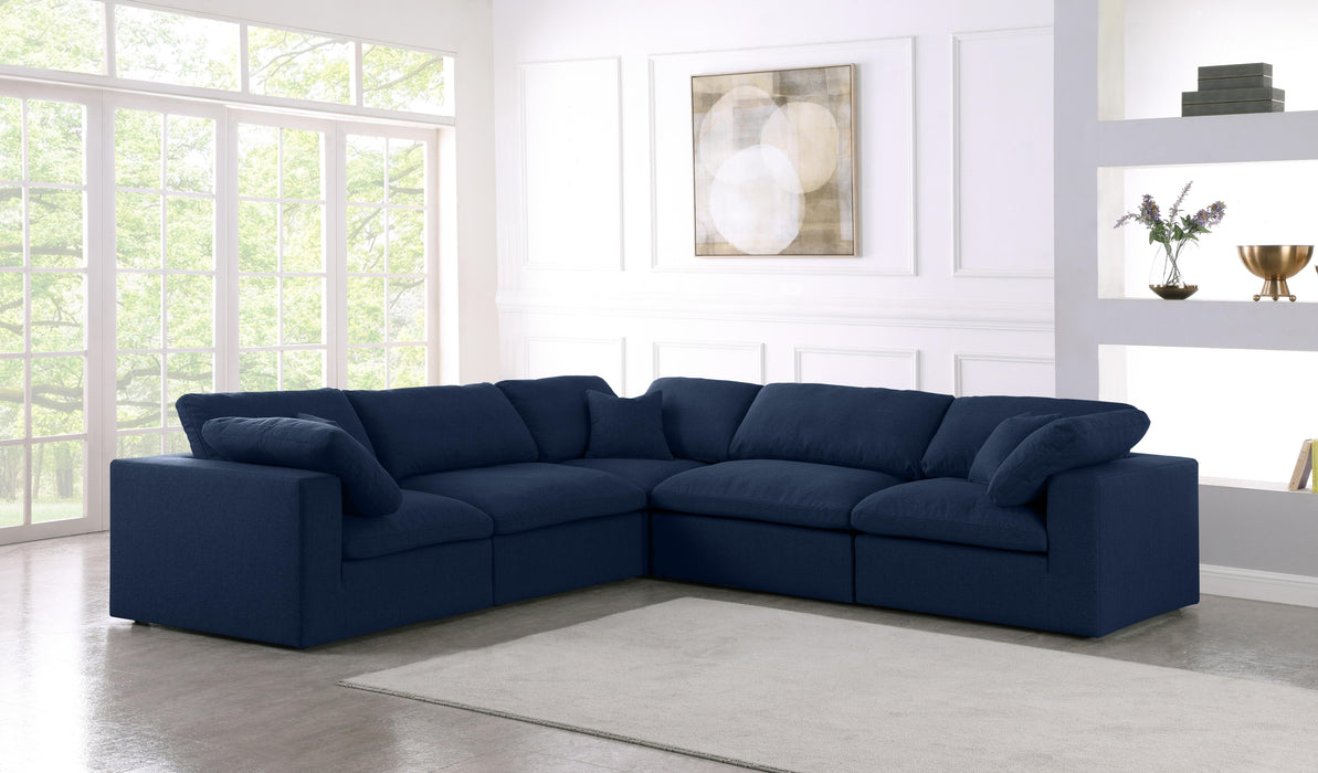 Serene Navy Linen Fabric Deluxe Cloud Modular Sectional - Royal Furniture & Gifts (MI) - Multi Location