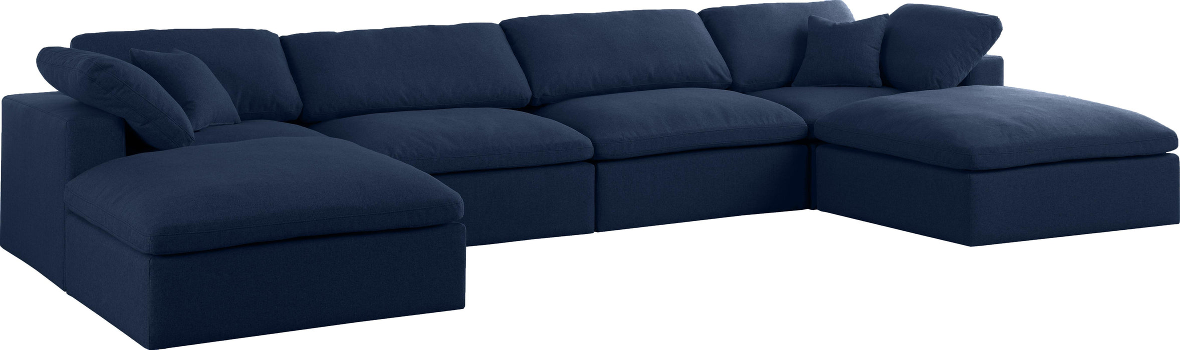 Serene Navy Linen Fabric Deluxe Cloud Modular Sectional - Royal Furniture & Gifts (MI) - Multi Location