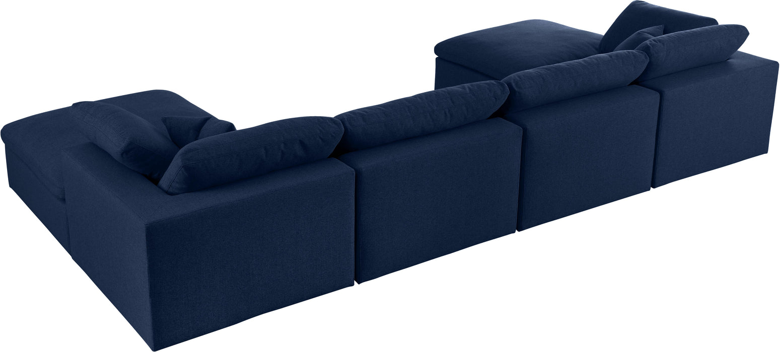Serene Navy Linen Fabric Deluxe Cloud Modular Sectional - Royal Furniture & Gifts (MI) - Multi Location