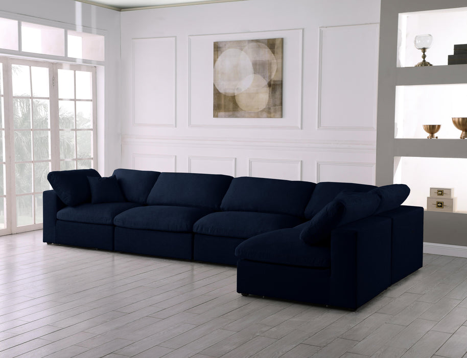 Serene Navy Linen Fabric Deluxe Cloud Modular Sectional - Royal Furniture & Gifts (MI) - Multi Location