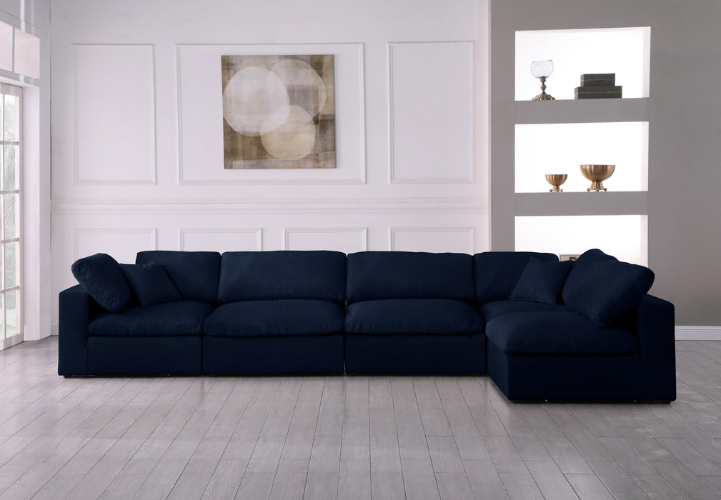 Serene Navy Linen Fabric Deluxe Cloud Modular Sectional - Royal Furniture & Gifts (MI) - Multi Location