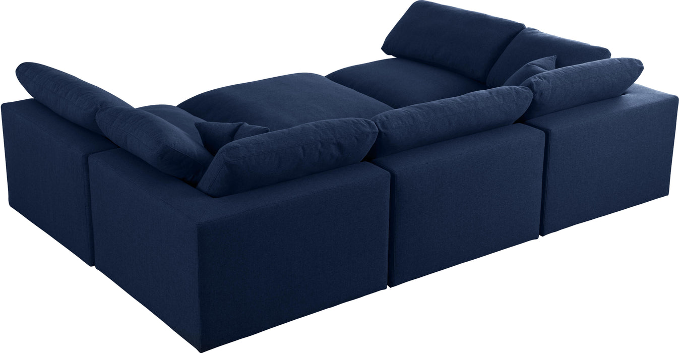 Serene Navy Linen Fabric Deluxe Cloud Modular Sectional - Royal Furniture & Gifts (MI) - Multi Location