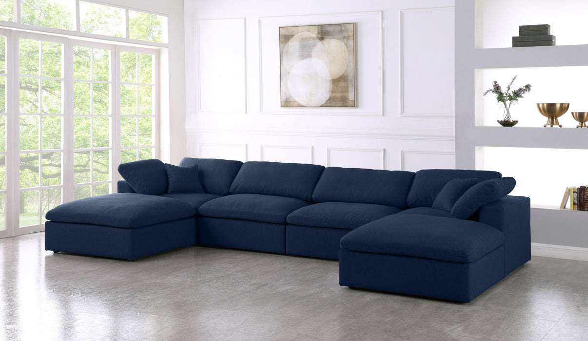 Serene Navy Linen Fabric Deluxe Cloud Modular Sectional - Royal Furniture & Gifts (MI) - Multi Location