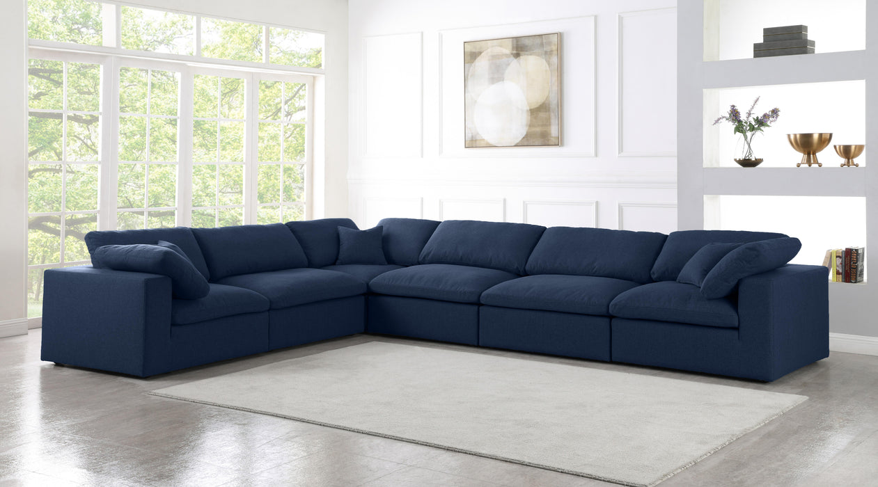 Serene Navy Linen Fabric Deluxe Cloud Modular Sectional - Royal Furniture & Gifts (MI) - Multi Location