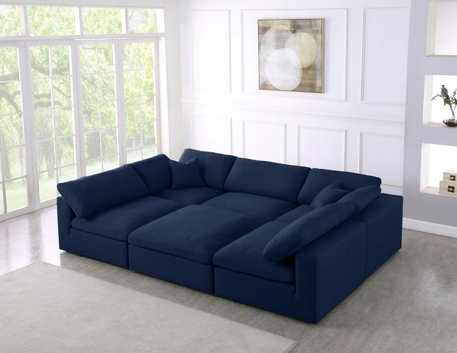 Serene Navy Linen Fabric Deluxe Cloud Modular Sectional - Royal Furniture & Gifts (MI) - Multi Location