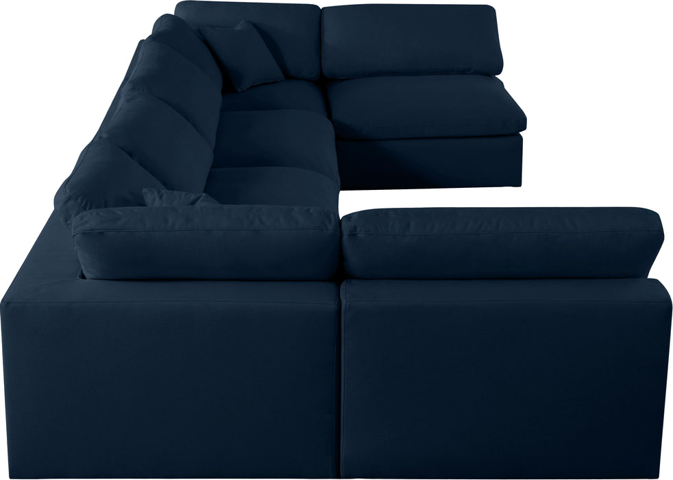 Serene Navy Linen Fabric Deluxe Cloud Modular Sectional - Royal Furniture & Gifts (MI) - Multi Location