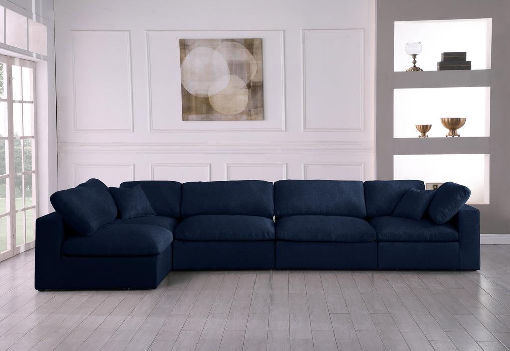 Serene Navy Linen Fabric Deluxe Cloud Modular Sectional - Royal Furniture & Gifts (MI) - Multi Location