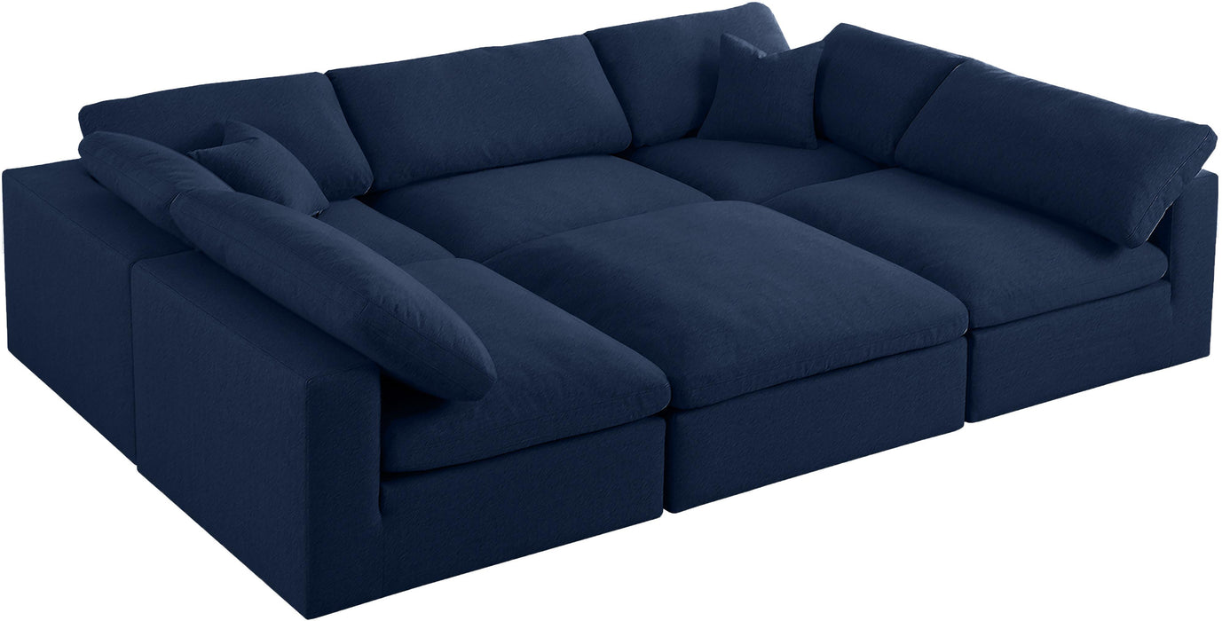 Serene Navy Linen Fabric Deluxe Cloud Modular Sectional - Royal Furniture & Gifts (MI) - Multi Location