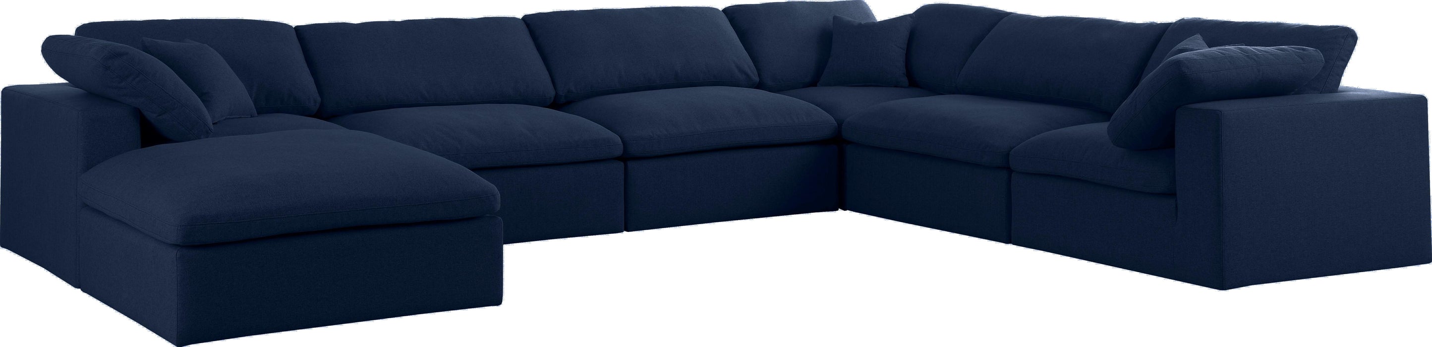 Serene Navy Linen Fabric Deluxe Cloud Modular Sectional - Royal Furniture & Gifts (MI) - Multi Location
