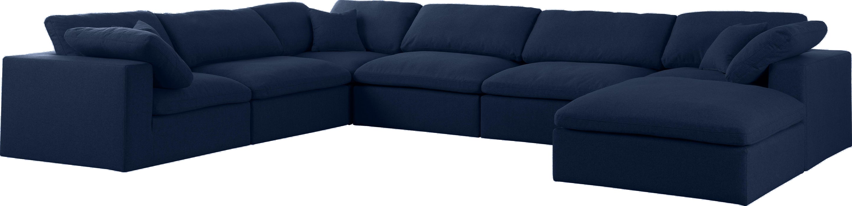 Serene Navy Linen Fabric Deluxe Cloud Modular Sectional - Royal Furniture & Gifts (MI) - Multi Location