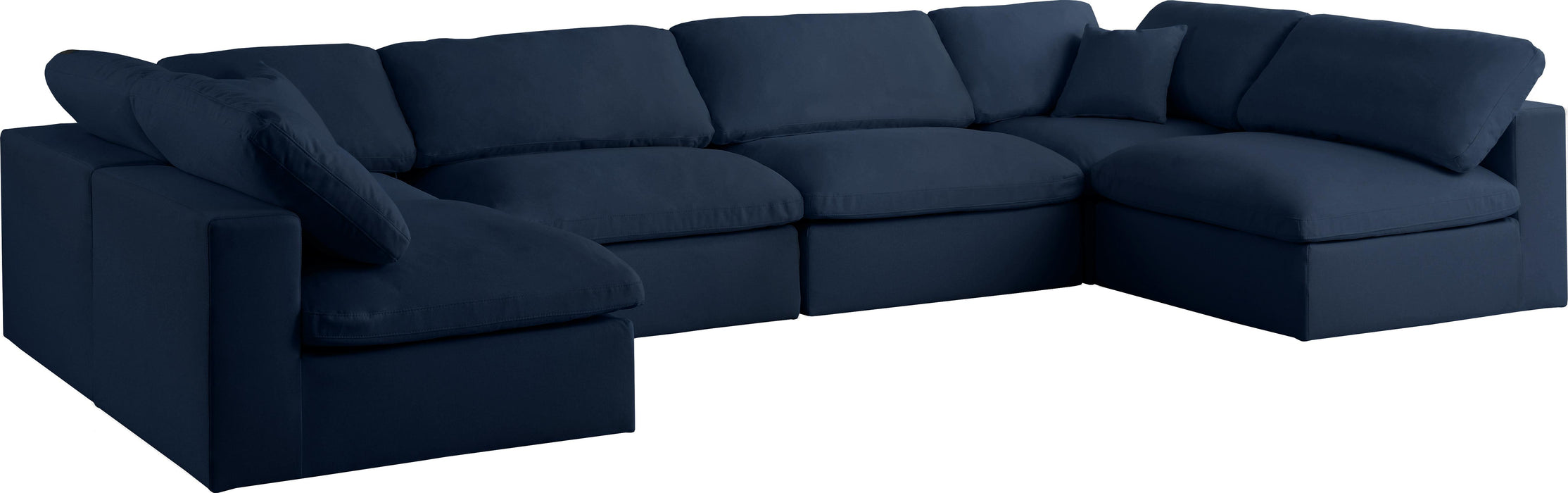 Serene Navy Linen Fabric Deluxe Cloud Modular Sectional - Royal Furniture & Gifts (MI) - Multi Location