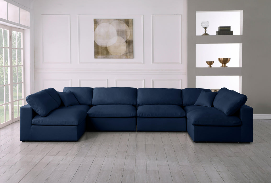 Serene Navy Linen Fabric Deluxe Cloud Modular Sectional - Royal Furniture & Gifts (MI) - Multi Location