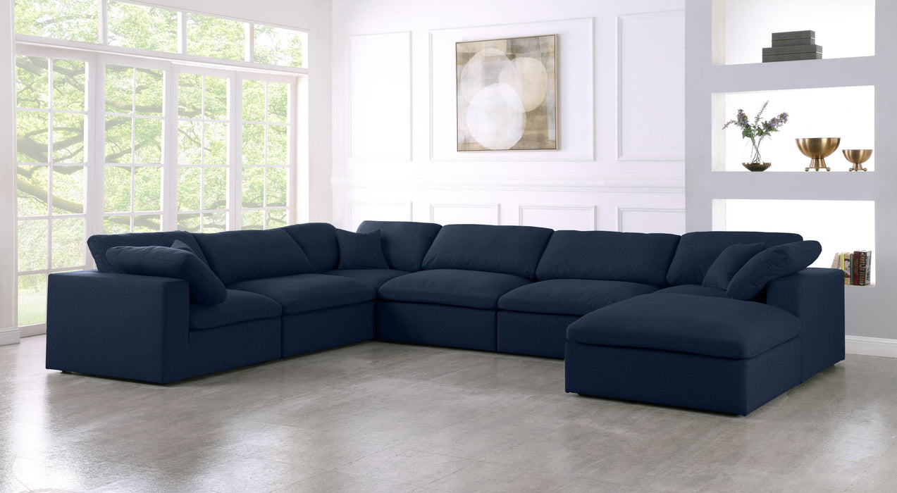 Serene Navy Linen Fabric Deluxe Cloud Modular Sectional - Royal Furniture & Gifts (MI) - Multi Location