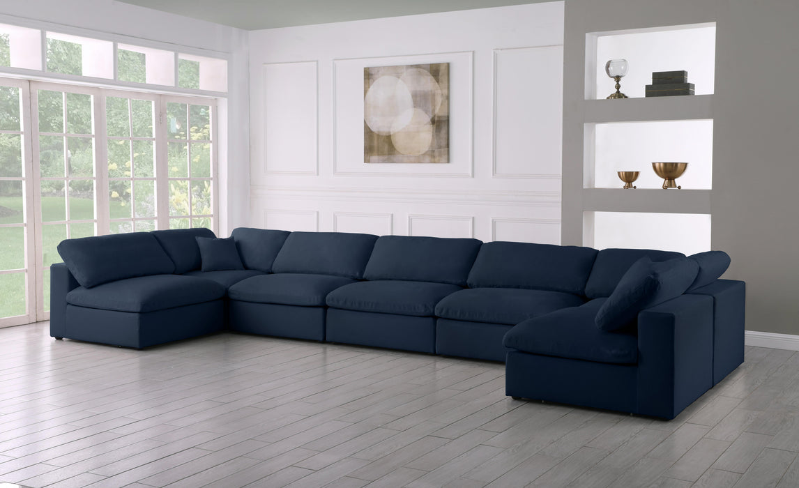 Serene Navy Linen Fabric Deluxe Cloud Modular Sectional - Royal Furniture & Gifts (MI) - Multi Location