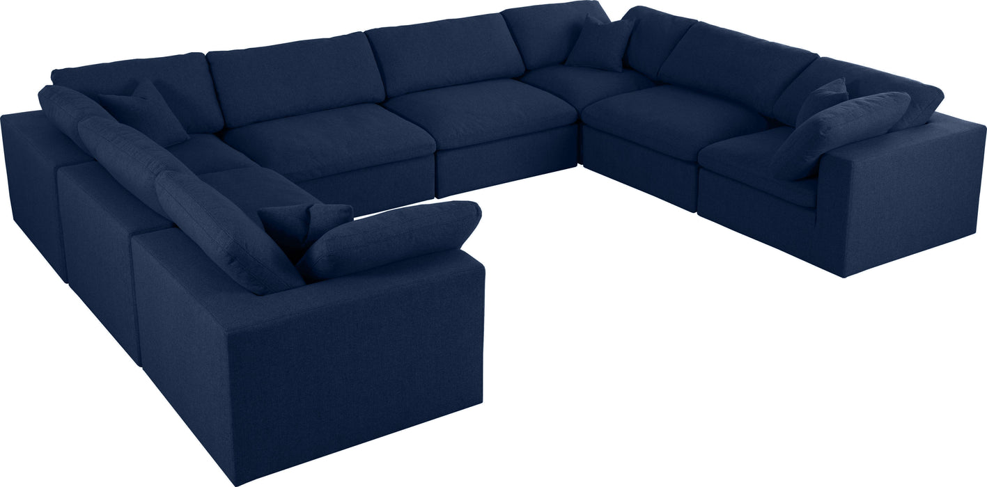 Serene Navy Linen Fabric Deluxe Cloud Modular Sectional - Royal Furniture & Gifts (MI) - Multi Location