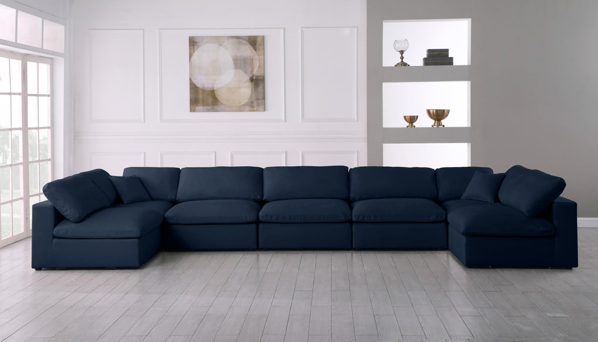 Serene Navy Linen Fabric Deluxe Cloud Modular Sectional - Royal Furniture & Gifts (MI) - Multi Location