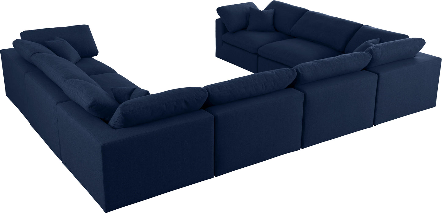 Serene Navy Linen Fabric Deluxe Cloud Modular Sectional - Royal Furniture & Gifts (MI) - Multi Location