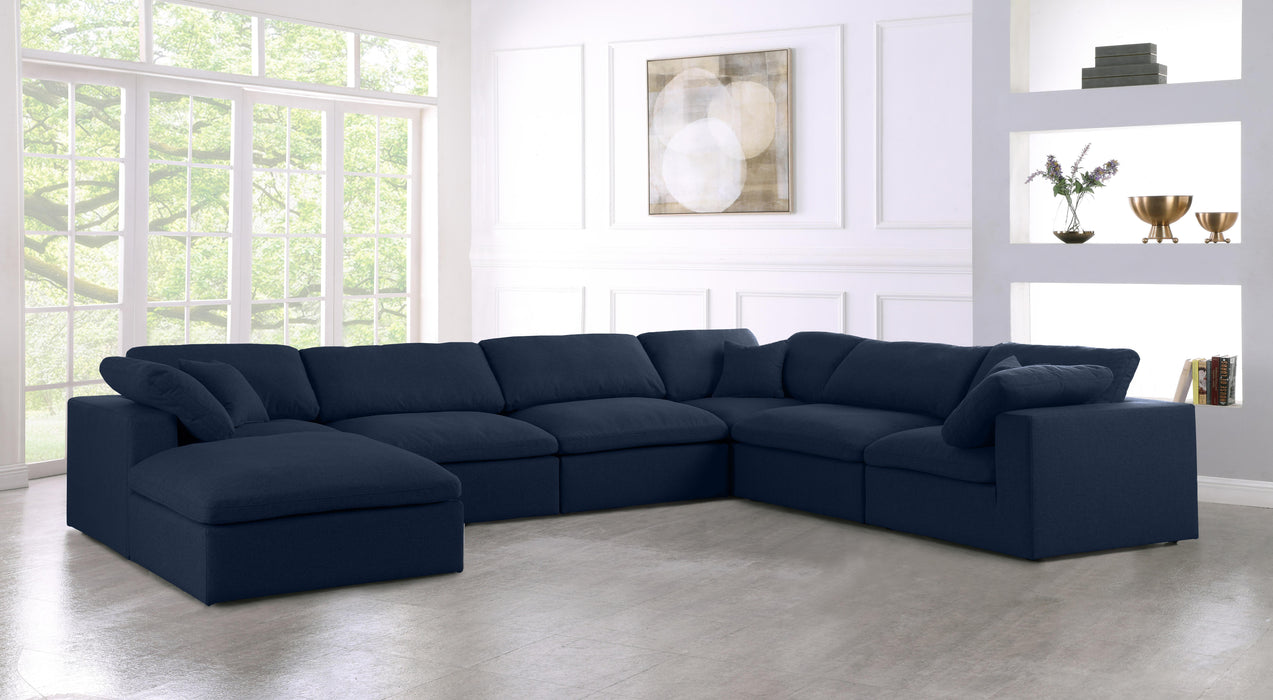 Serene Navy Linen Fabric Deluxe Cloud Modular Sectional - Royal Furniture & Gifts (MI) - Multi Location