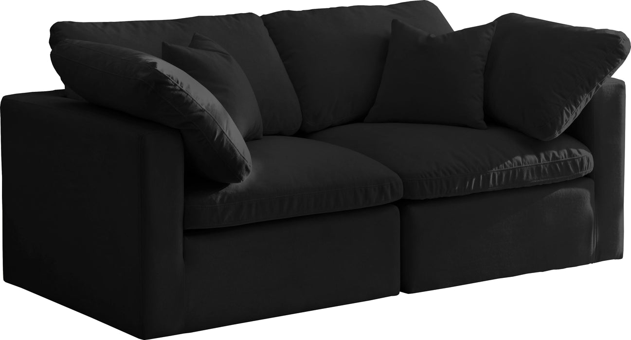 Plush Black Velvet Standard Cloud Modular Sofa - Royal Furniture & Gifts (MI) - Multi Location