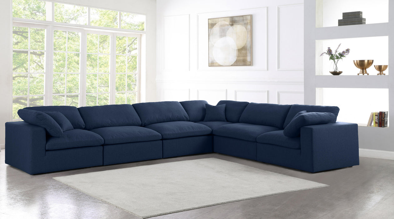 Serene Navy Linen Fabric Deluxe Cloud Modular Sectional - Royal Furniture & Gifts (MI) - Multi Location