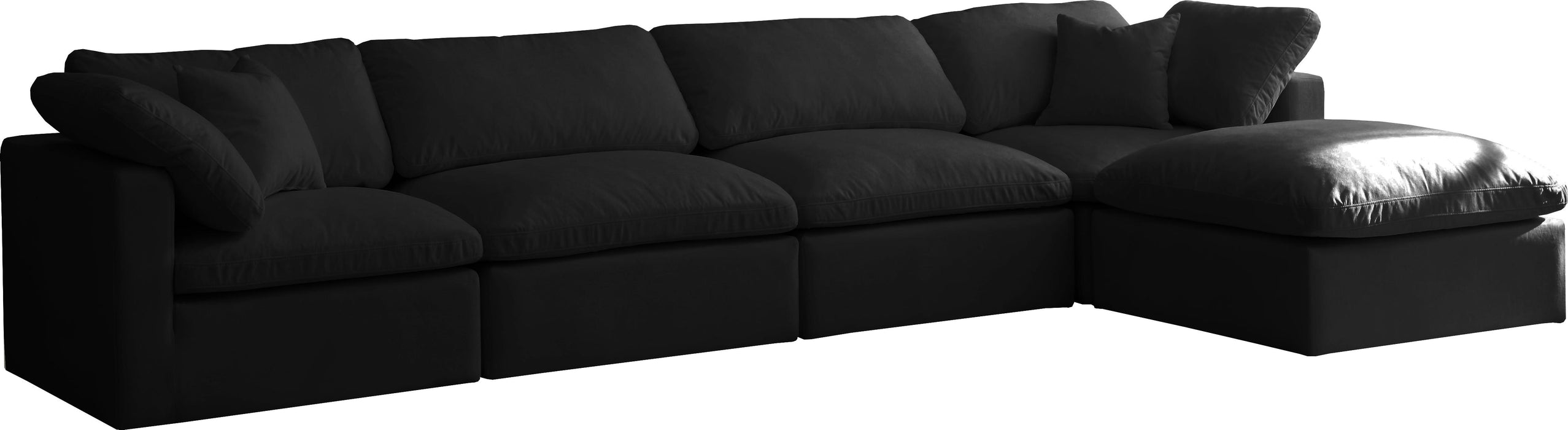 Plush Black Velvet Standard Cloud Modular Sectional - Royal Furniture & Gifts (MI) - Multi Location