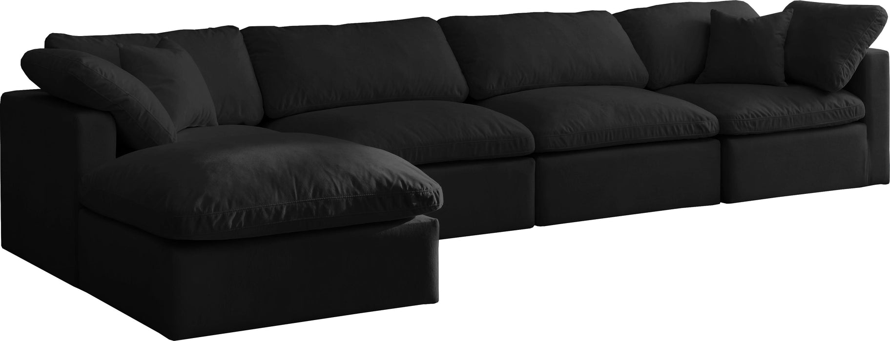 Plush Black Velvet Standard Cloud Modular Sectional - Royal Furniture & Gifts (MI) - Multi Location