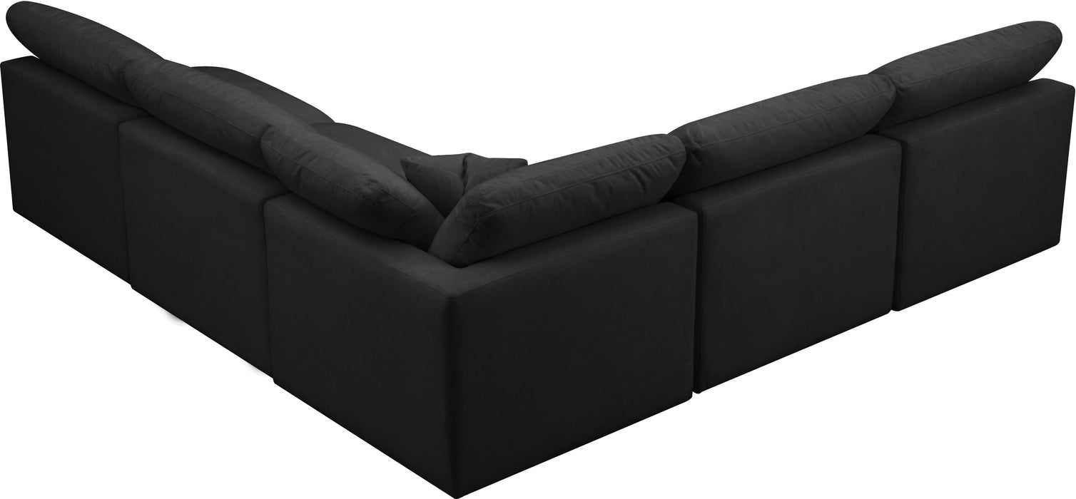 Plush Black Velvet Standard Cloud Modular Sectional - Royal Furniture & Gifts (MI) - Multi Location