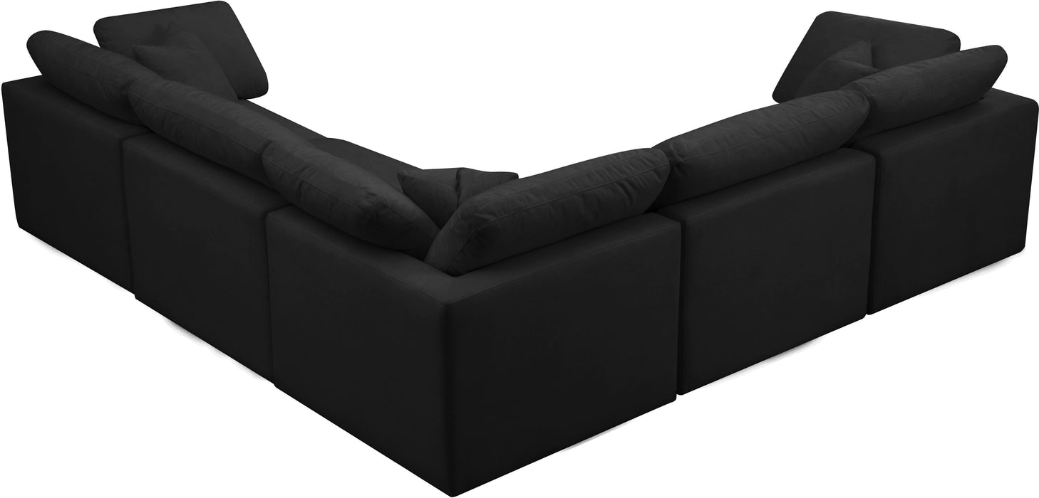 Plush Black Velvet Standard Cloud Modular Sectional - Royal Furniture & Gifts (MI) - Multi Location
