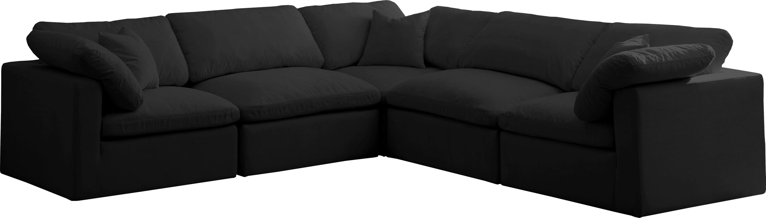 Plush Black Velvet Standard Cloud Modular Sectional - Royal Furniture & Gifts (MI) - Multi Location