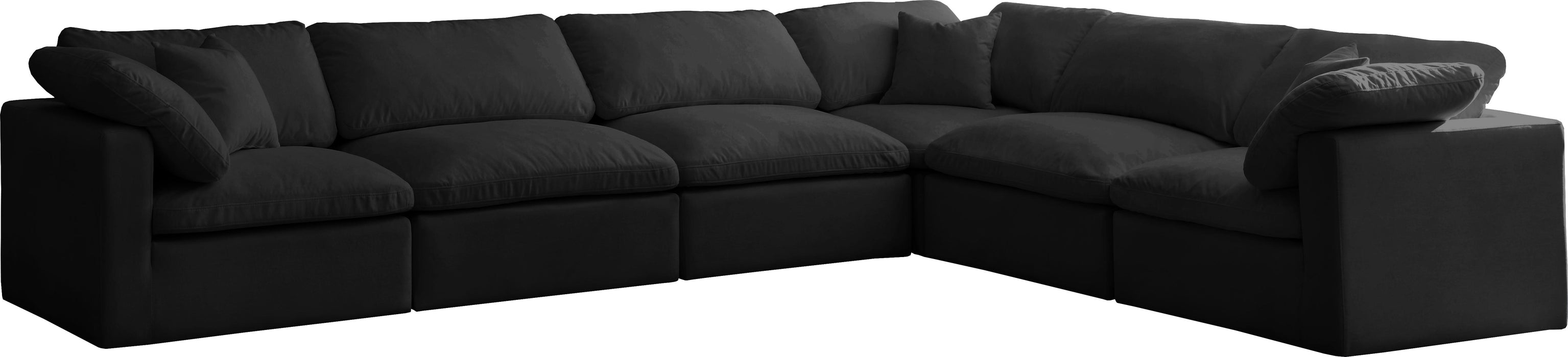 Plush Black Velvet Standard Cloud Modular Sectional - Royal Furniture & Gifts (MI) - Multi Location