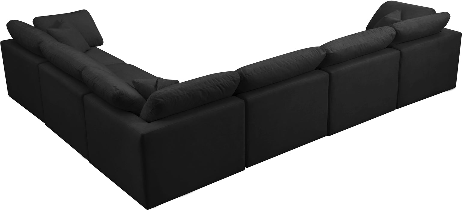 Plush Black Velvet Standard Cloud Modular Sectional - Royal Furniture & Gifts (MI) - Multi Location