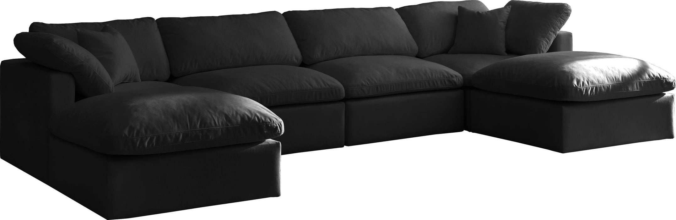 Plush Black Velvet Standard Cloud Modular Sectional - Royal Furniture & Gifts (MI) - Multi Location