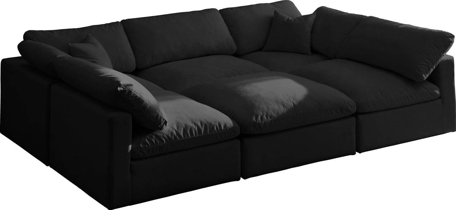 Plush Black Velvet Standard Cloud Modular Sectional - Royal Furniture & Gifts (MI) - Multi Location