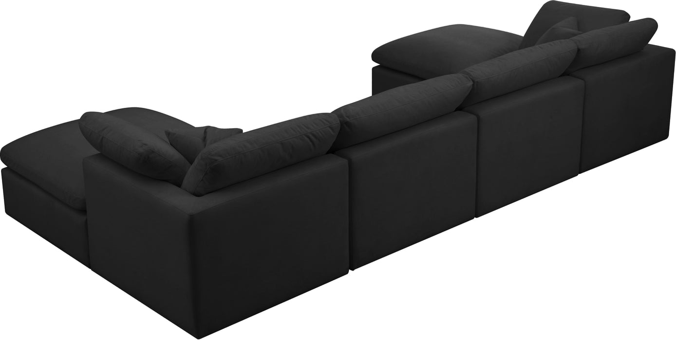 Plush Black Velvet Standard Cloud Modular Sectional - Royal Furniture & Gifts (MI) - Multi Location