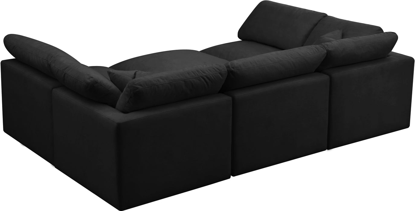 Plush Black Velvet Standard Cloud Modular Sectional - Royal Furniture & Gifts (MI) - Multi Location