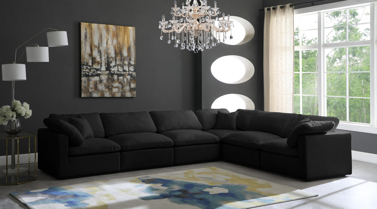Plush Black Velvet Standard Cloud Modular Sectional - Royal Furniture & Gifts (MI) - Multi Location